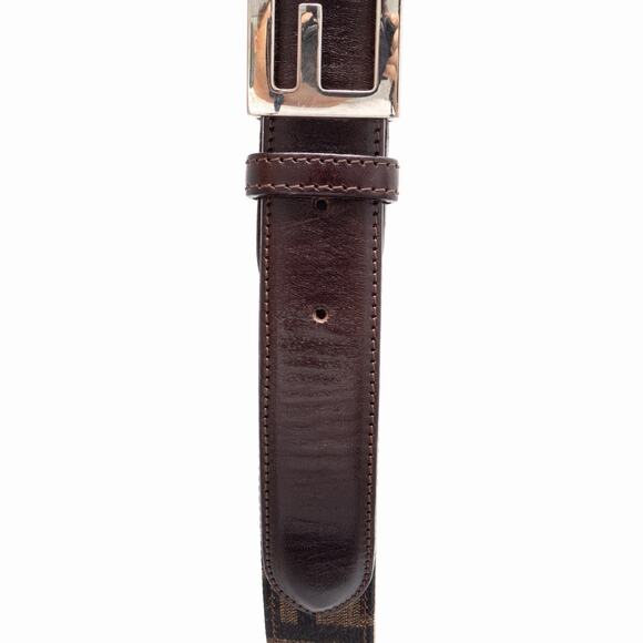 VTG FENDI Zucca FF Monogram Logo Buckle Brown Canvas Leather Belt Size 40/100 main image 14